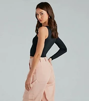 Trendy Staple Asymmetric Smooth Knit Top