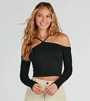 Trendy Perfection Halter Off-The-Shoulder Top