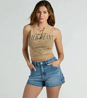 Wild Heart Cropped Graphic Tank Top