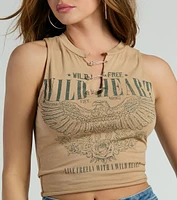 Wild Heart Cropped Graphic Tank Top