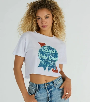 Bad Choices Make Good Stories Cropped Graphic Tee