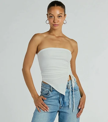 Easy Attention Strapless Slit Crop Top