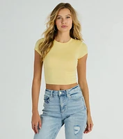 Casual Must-Have Crew Neck Crop Top