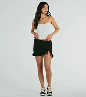 Basics To Love Lace Trim Bow Crop Tank Top