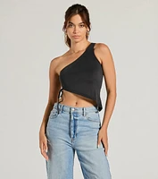 Mentionable Flirt One-Shoulder Asymmetrical Crop Top