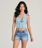 Mood For Love Lace Trim Halter Crop Top