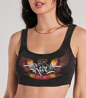 Rebel Style Graphic Cropped Tank Top