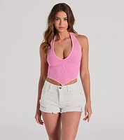 Undeniable Halter V-Neck Crop Top