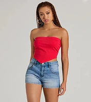 Flirty Focus Strapless Rib Knit Tube Crop Top