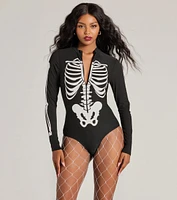 Glam Ghoul Skeleton Print Bodysuit