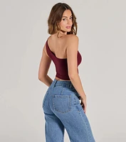 Here To Slay One-Shoulder Cutout Knit Crop Top