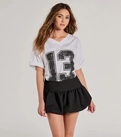 Sporty Style Oversized Graphic Tee