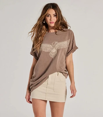 Edgy Trend Eagle Oversized Graphic Tee