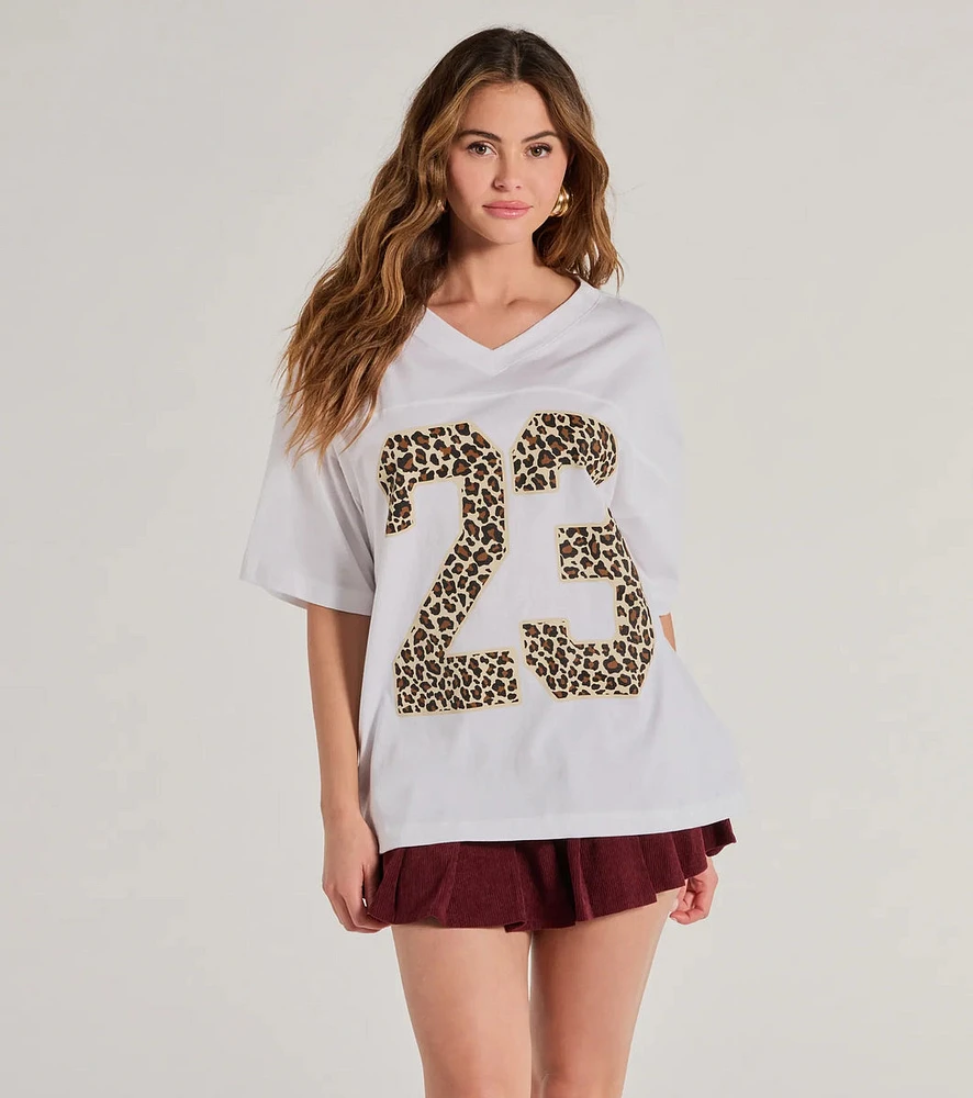 23 Leopard Print Oversized Graphic Tee