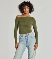 Chic Detail Off-Shoulder Long Sleeve Top