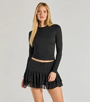 Fave Staple Knit Crew Neck Long Sleeve Top