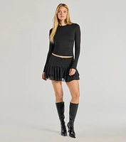 Fave Staple Knit Crew Neck Long Sleeve Top