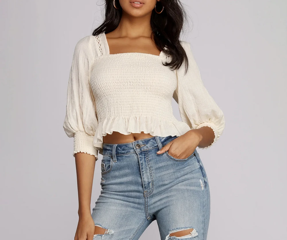 Sweetly Smocked Crop Top