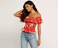 Flower Bomb Ruffled Top