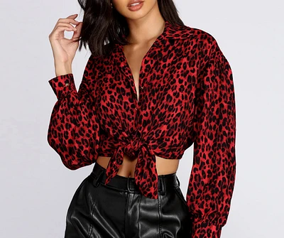 Button Up Leopard Print Blouse