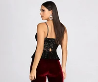 Party Ready Peplum Sequin Top