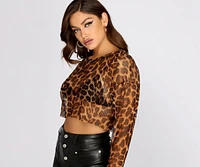 Mesh U Up Leopard Crop Top