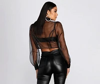 Sheer And Chic Collared Crop Top