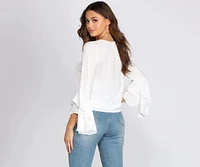 Tiered Ruffle Sleeve Blouse