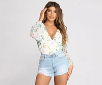 Poised Petals Floral Chiffon Bodysuit