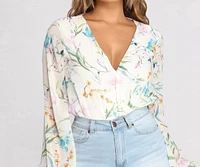 Poised Petals Floral Chiffon Bodysuit