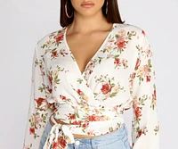 Just Grow For It Floral Wrap Top