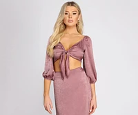 First Impression Tie Front Crop Top