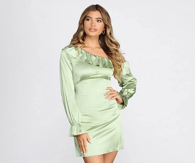 Romantic Ruffles Satin Mini Dress