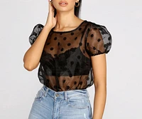 Spot On Polka Dot Organza Sleeve Bodysuit
