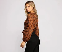 Fall Floral Wrap Front Crop Top