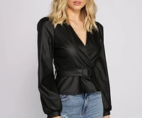 Bold and Belted Faux Leather Top