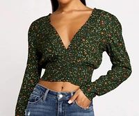 Sweet Intentions Smocked Knit Floral Crop Top