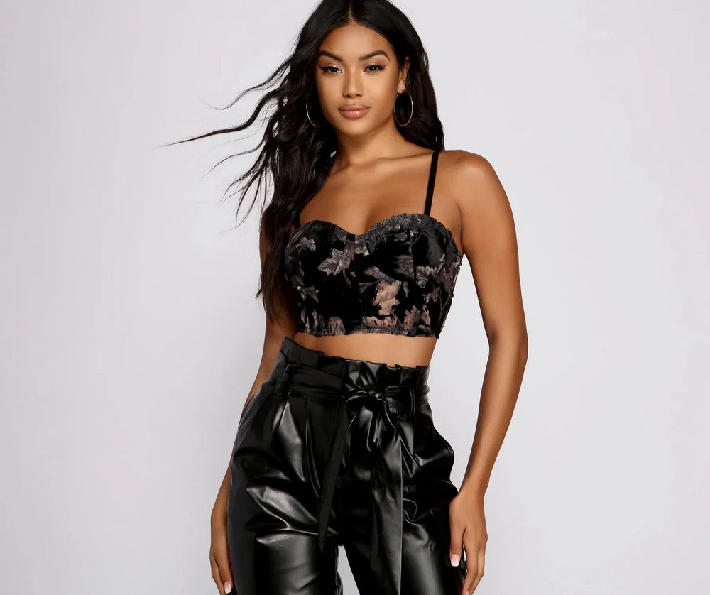 Velvet Allure Floral Bustier