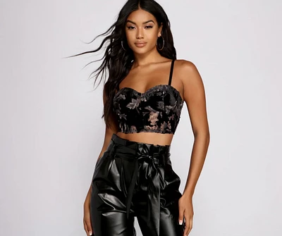 Velvet Allure Floral Bustier