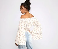 Floral Stunner Chiffon Smocked Top