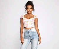 Sweet Floral Vibes Corset Crop Top