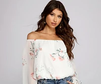 Off The Shoulder Floral Darling Blouse