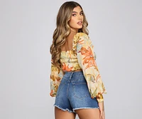 Tropical Vibes Lace-Up Crop Top