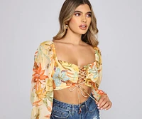 Tropical Vibes Lace-Up Crop Top