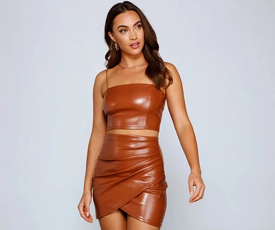 So Chic Faux Leather Crop Top