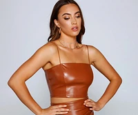 So Chic Faux Leather Crop Top