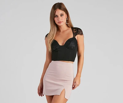 Sultry Lace Cap Sleeve Bustier