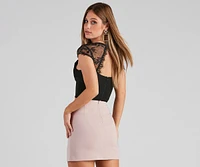 Sultry Lace Cap Sleeve Bustier