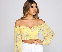 Off The Shoulder Floral Sensation Crop Top