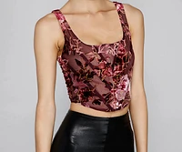 Floral Fusion Burnout Velvet Corset